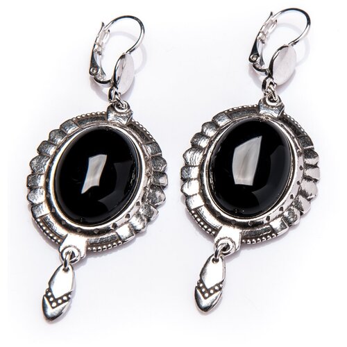 Серьги с подвесками , черный, серебряный
