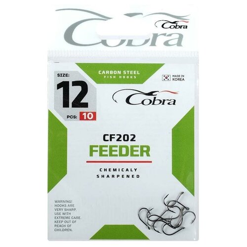крючки cobra feeder серия cf202 12 10 шт 4360116 Крючки Cobra FEEDER, серия CF202, № 12 10 шт. 4360116
