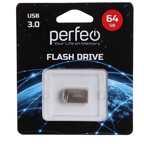 USB Flash Drive 64Gb - Perfeo USB 3.0 M11 Metal Series PF-M11MS064 usb flash drive 128gb perfeo usb 3 0 c14 metal series silver pf c14s128es