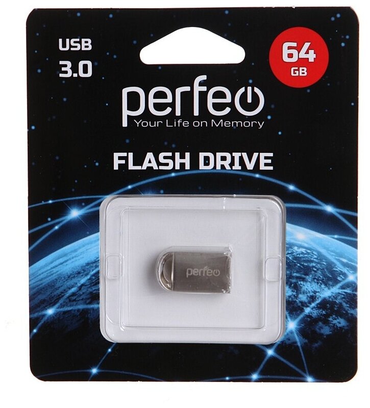 USB Flash Drive 64Gb - Perfeo USB 3.0 M11 Metal Series PF-M11MS064