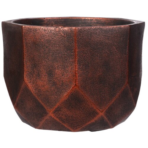 Кашпо Геометри Круглое, файберстоун, золото,D37 H27 cm