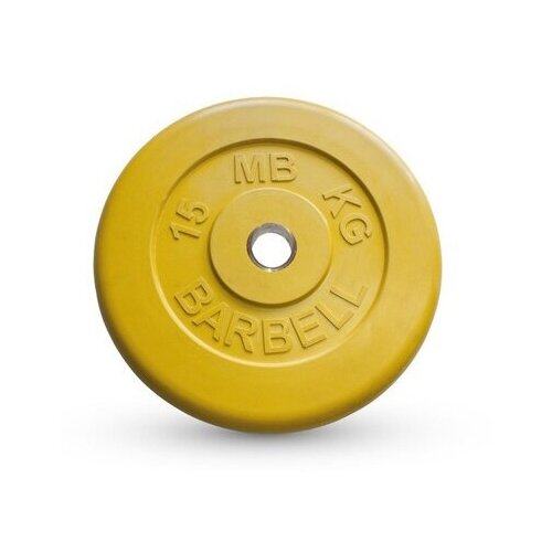 фото Диск обрезиненный barbell d 31 мм цветной 15,0 кг (желтый) mb barbell