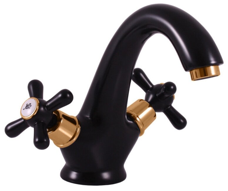 Rav Slezak Morava Retro Смеситель для раковины с донным клапаном цвет черный матовый золото (MK128.5CMATZ)