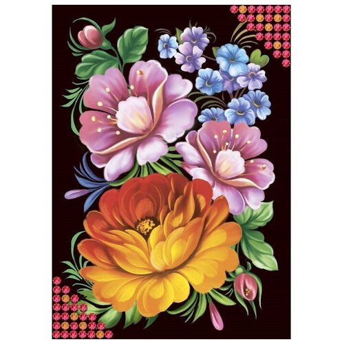 Алмазная мозаика с частичным заполнением «Жостово», 15 х 21 см