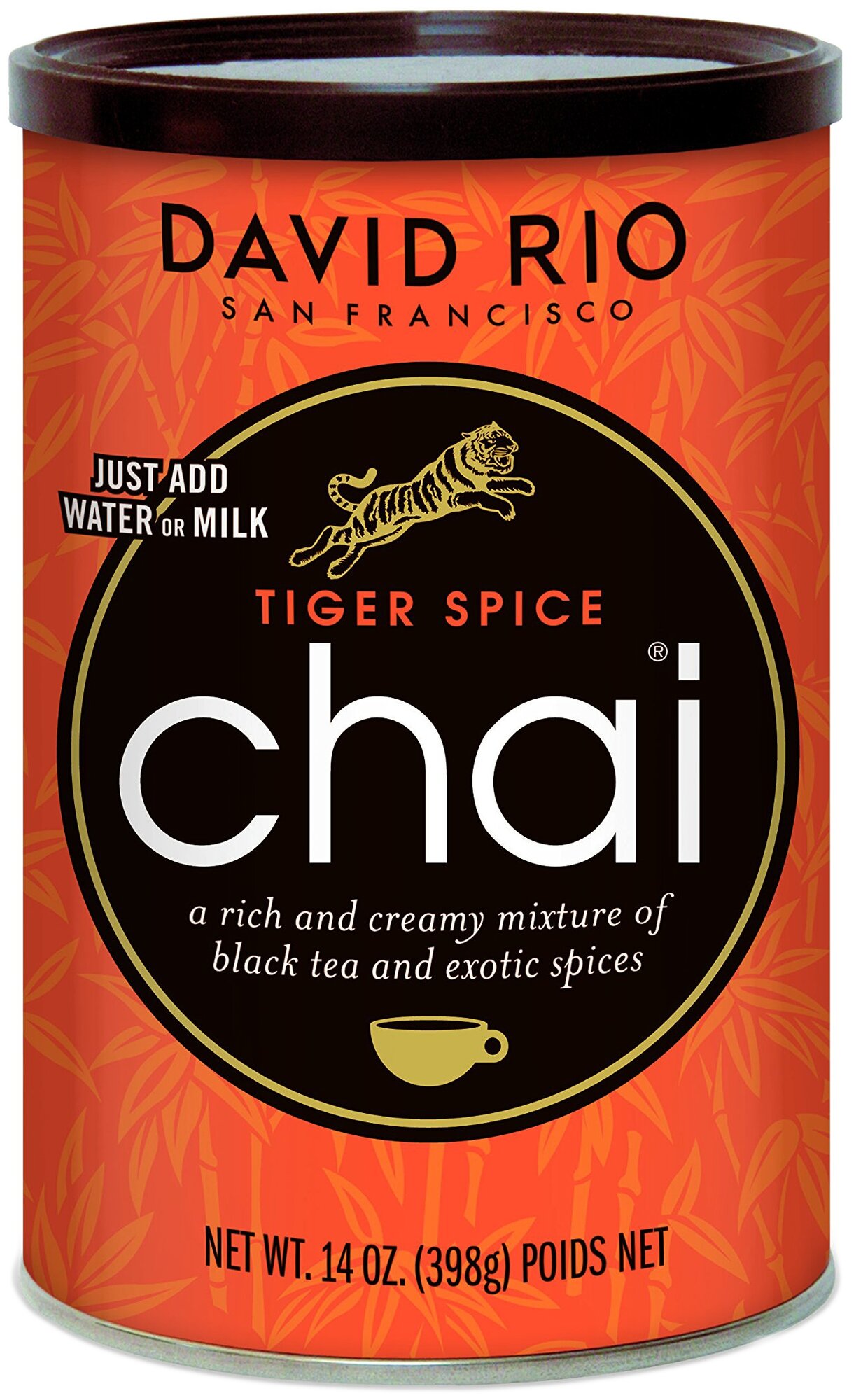 Пряный чай латте David Rio Chai Tiger Spice (с медом, кардамоном, корицей, имбирем), без глютена и лактозы, 398г. - фотография № 1