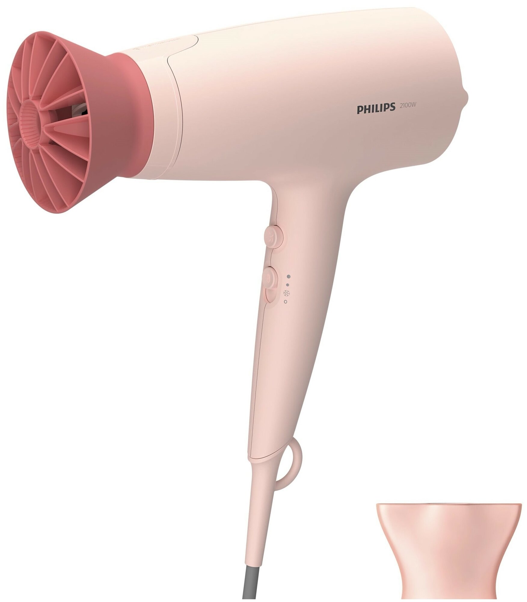 Philips BHD342 10 Фен, 2100 Вт, 6 режимов, ThermoProtect, концентратор, шнур 1,8 м. Цвет: розовый.