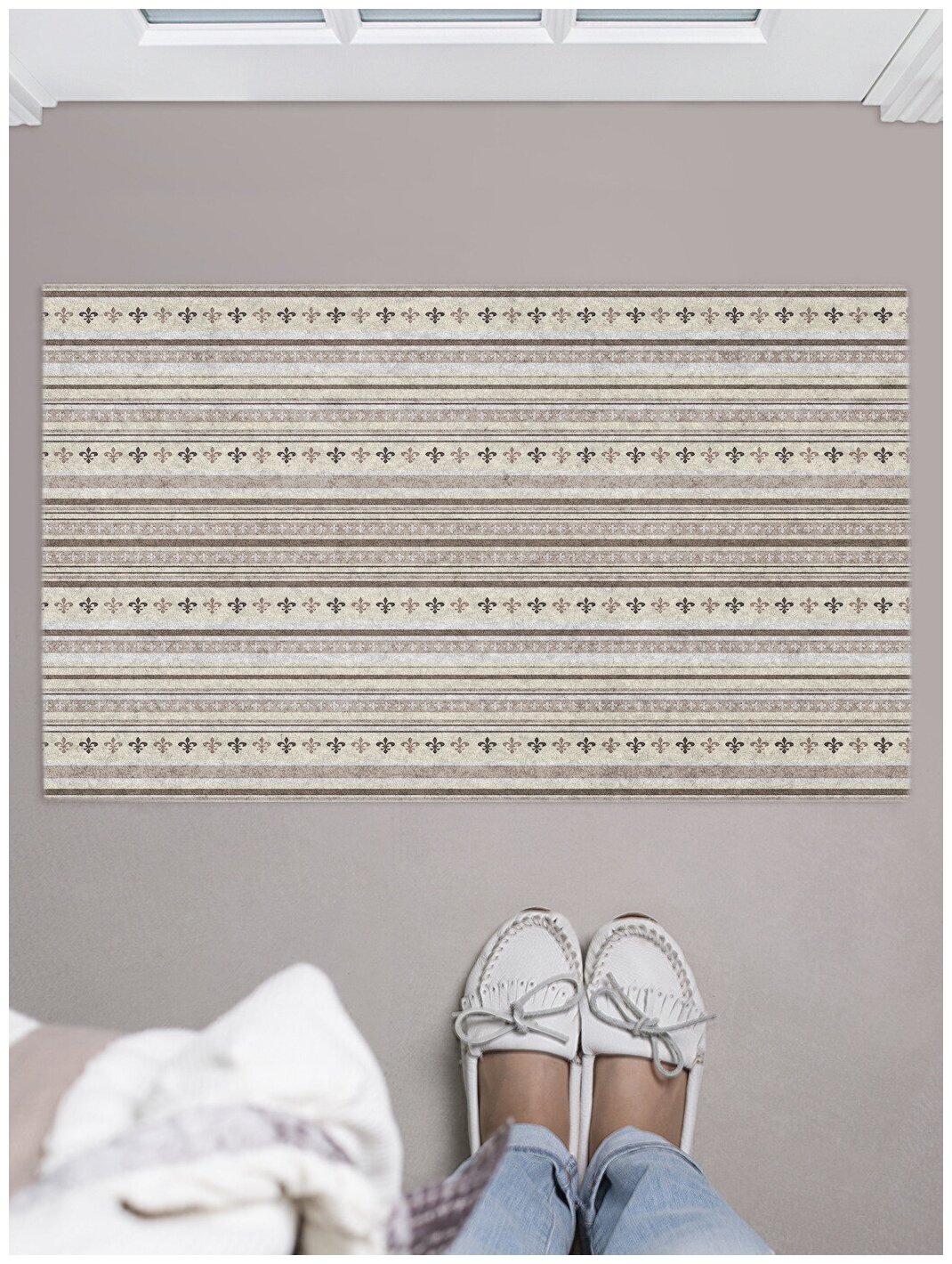 Придверный коврик в прихожую JoyArty "Орнамент в гармонии" для обуви, на резиновой основе, 75x45 см - фотография № 1