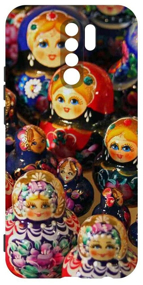 Чехол-накладка Krutoff Soft Case Матрешка для Xiaomi Redmi 9 черный