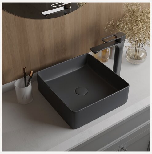 Изображение товара Раковина накладная серая матовая IDDIS Slide SLIGM01i27 квадратная