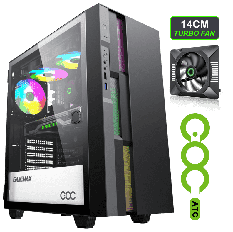 Корпус GameMax Brufen C3 BG без БП, MidiT, ATX, Черно-серый., Зак. стекл., USB 3.0, 120+140мм вент.