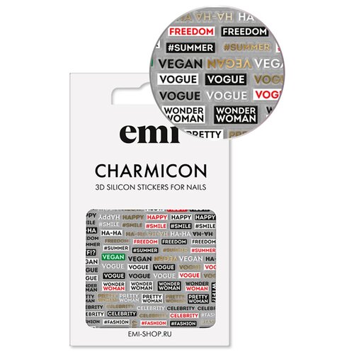 Купить E.Mi, 3D-стикеры №179 Фразы Charmicon 3D Silicone Stickers, серебристый/черный/белый/золотистый/красный