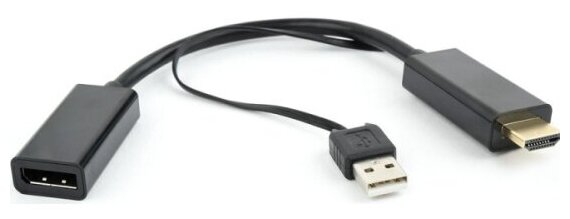 Конвертер Cablexpert HDMI->DisplayPort, , HD19M+USBxHD20F, черный