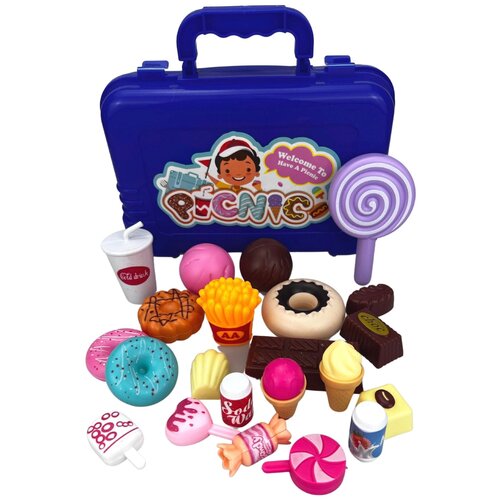 Игрушечные продукты, набор продуктов детский, 23 предмета, в чемодане
