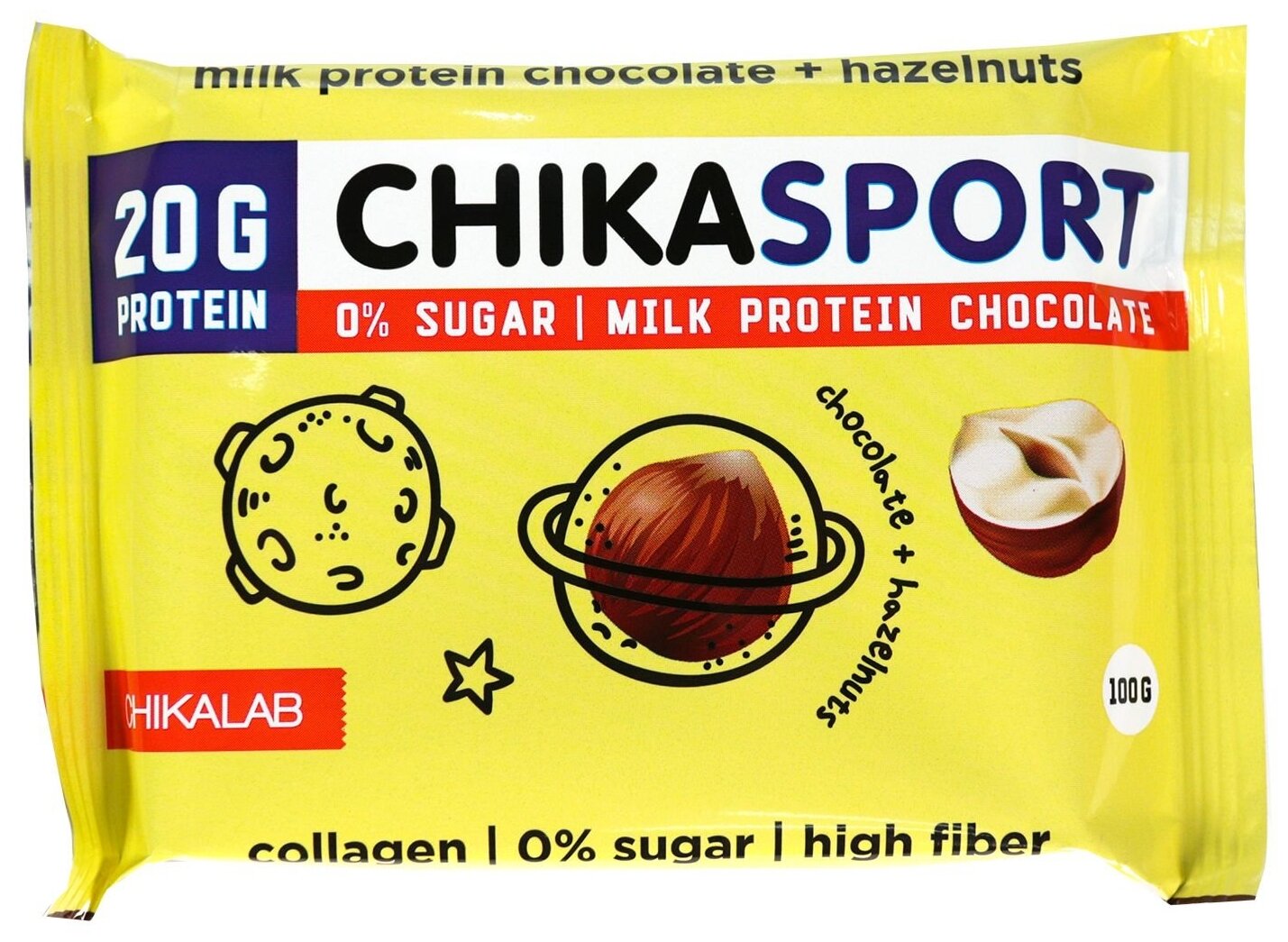 CHIKALAB Молочный шоколад Chikaspor с фундуком 100г 12шт - фото №3