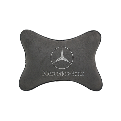 фото Подушка на подголовник алькантара d. grey с логотипом автомобиля mercedes- benz vital technologies