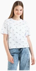 Белая футболка oversize с принтом для девочки Gloria Jeans, размер 5-6л/116