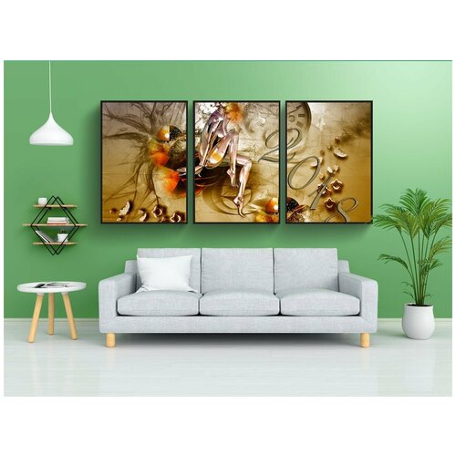 фото Набор модулных постеров для интерьера "обои на стену, украшения, воображаемый" 60x90 см. в тубусе, без рамки lotsprints