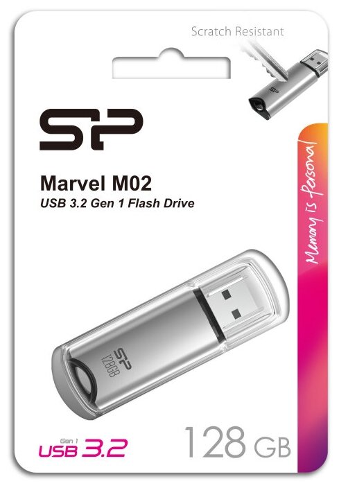 USB флешка 128Gb Silicon Power Marvel M02 silver USB 3.2 Gen 1 (USB 3.0)