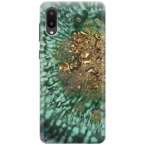фото Силиконовый чехол на samsung galaxy a02 / самсунг а02 с принтом "золото и изумрудные краски gosso