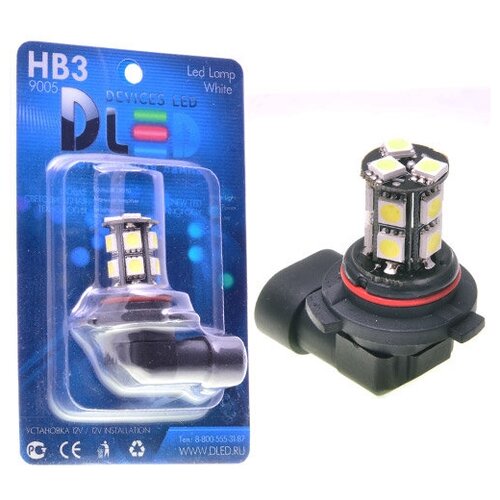 фото Светодиодная автомобильная лампа hb3 13 smd 5050 black (1 лампа в упаковке) dled