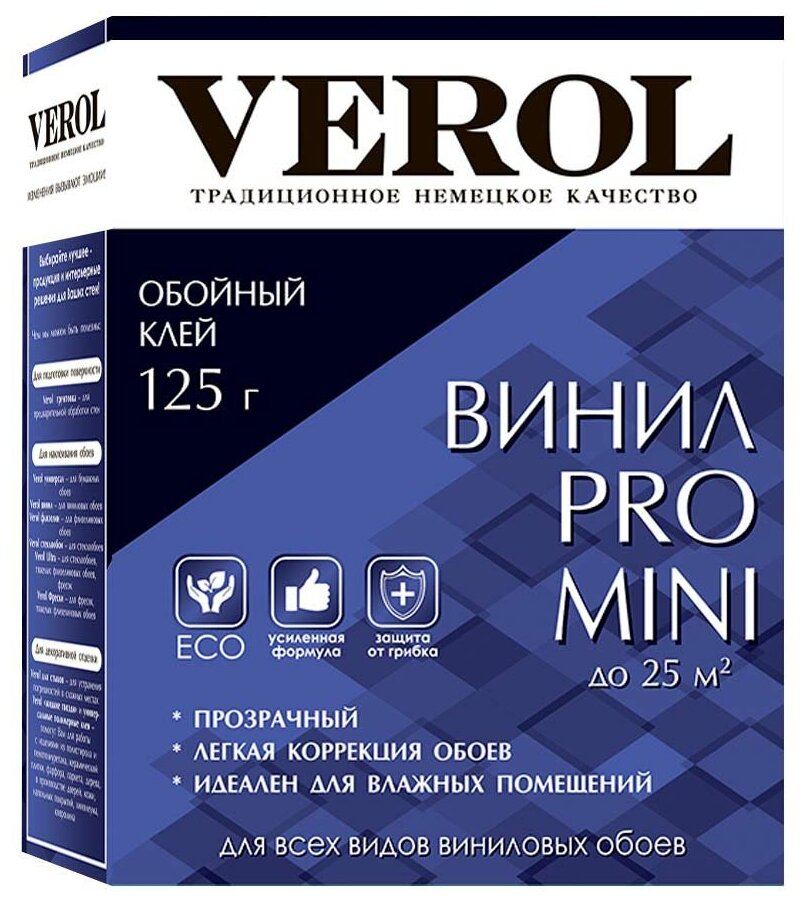 Клей обойный виниловый VEROL MINI усиленный, 125г