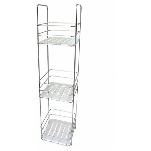 этажерка хром 3-ая с пласт. вставками Аквалиния W4869