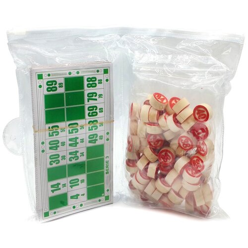 Лото деревянное в наборе бочонки- 90шт карты пластиковый пакет европодвес 510₽