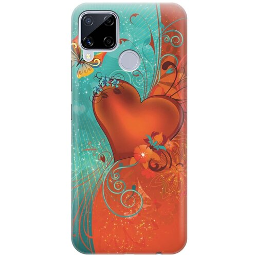 фото Ультратонкий силиконовый чехол-накладка для realme c15 с принтом "сердце и бабочка" gosso
