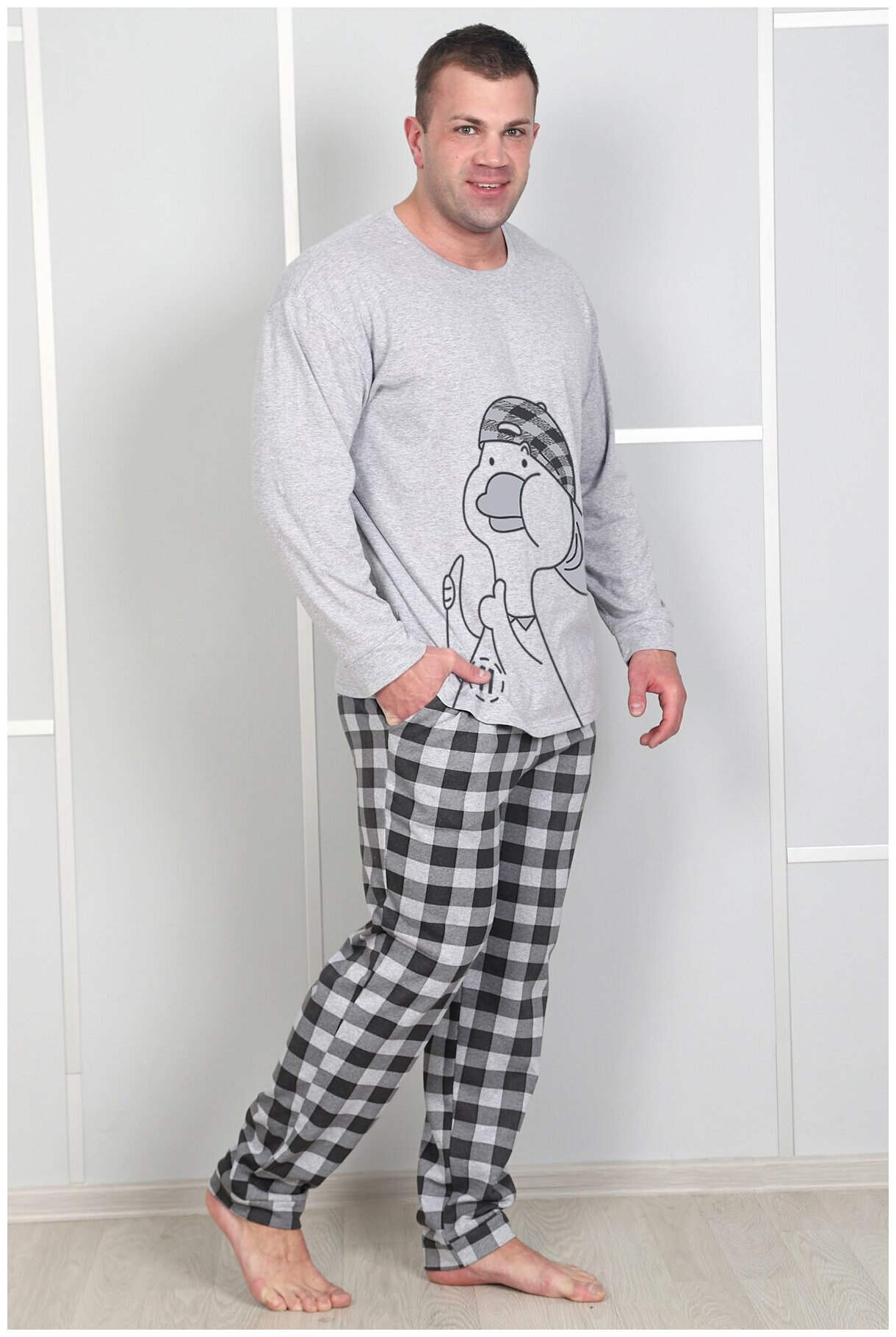 Пижама мужская "Гусь", серый - фотография № 4