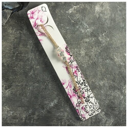 фото Браслет со стразами queen fair "циркон", изыск, дуга, цвет белый в золоте, 15 см