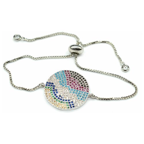 фото Браслет-цепочка радуга камня, фианит, искусственный камень, мультиколор