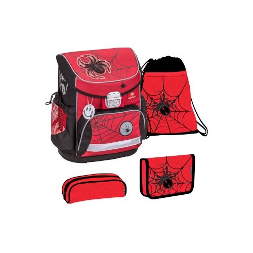 фото Набор belmil ранец mini-fit spider red and black, пенал c 2 планками, пенал-косметичка, сумка для обуви