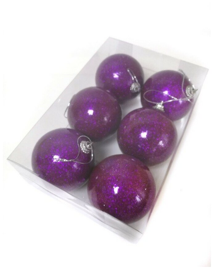 Набор елочных украшений "Шары" (фиолетовый, 7 см) 6 шт LR7006WL