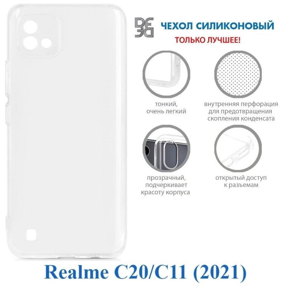 Чехол (клип-кейс) DF , для Realme C20, прозрачный - фото №4