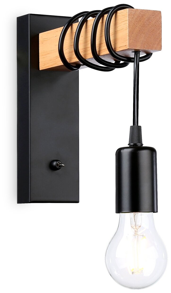 Настенный светильник лофт TR8181 BK/LW черный/светлое дерево E27 max 40W 395*60*210