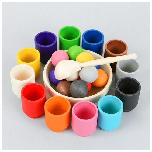 Сортер «Шарики и ступки», маленькие, размер ступки: 3,5 × 3,5 × 5 см