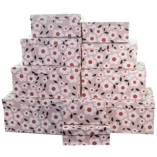 фото Набор коробок цветочный принт, нежно-розовый, 28*36*16 см, 10 шт. дон баллон