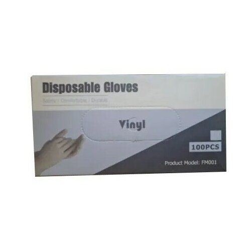 Перчатки виниловые Gloves, прозрачные, размер L, 50 пар