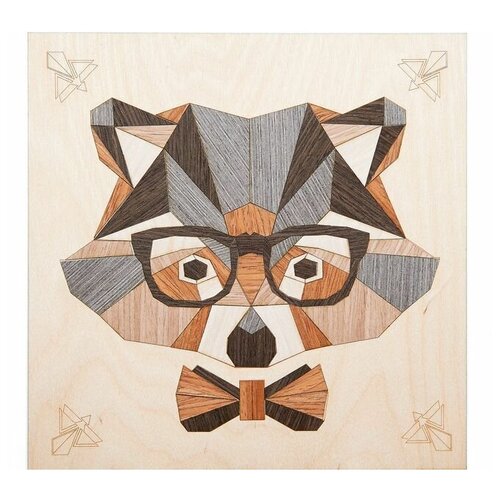 Картина на дереве мистер енот котеин 20*20 см