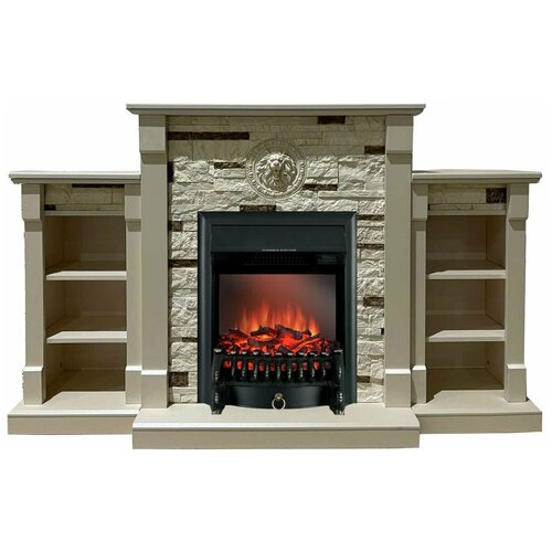 Электрокамин Гамбург SL M1 с очагом Fobos (камин электрический с полками)