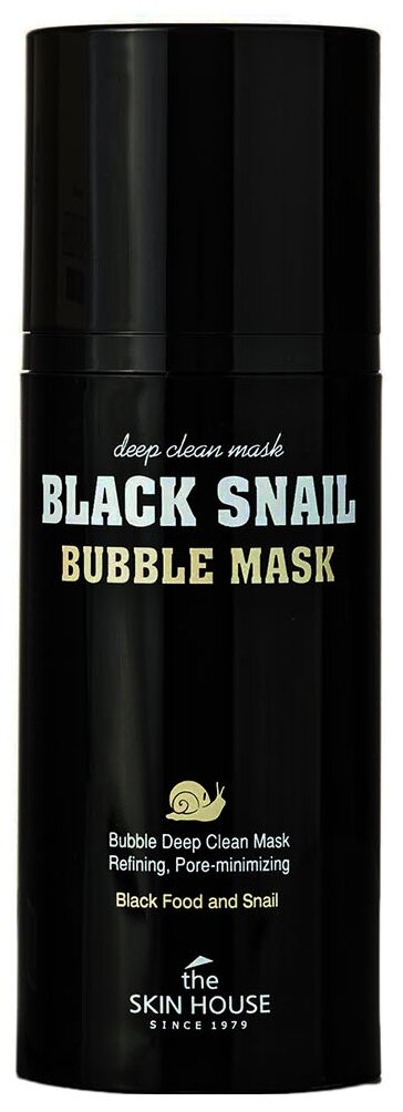 Кислородная очищающая маска с муцином черной улитки The Skin House Black Snail Bubble Mask, 100мл - фото №1