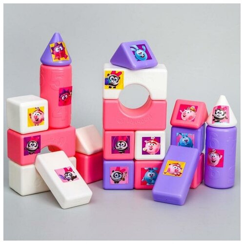 фото Набор цветных кубиков "нюша и ёжик", 21 элемент, смешарики mikimarket