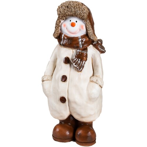 фото Садовая фигурка снеговик в пальто и в шапке н-50см наш дом