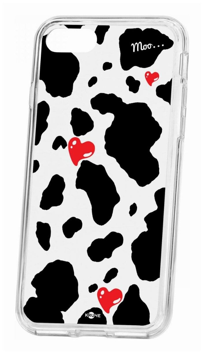 Чехол для iPhone 7/8/SE 2020 Kruche Print Корова, противоударная пластиковая накладка с рисунком, защитный силиконовый бампер с принтом и защитой камеры