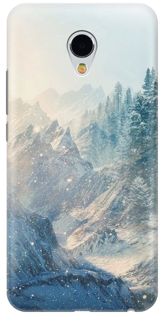 Ультратонкий силиконовый чехол-накладка для Meizu MX6 с принтом "Снежные горы и лес"