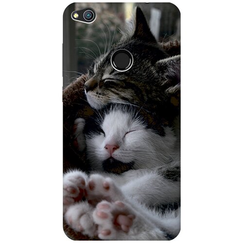 фото Силиконовый чехол на honor 8 lite / хонор 8 лайт с принтом "отдыхающие котики" gosso