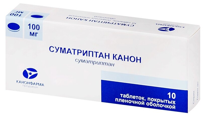 Изображение Суматриптан Канон таб. п/о плен., 100 мг, 10 шт.