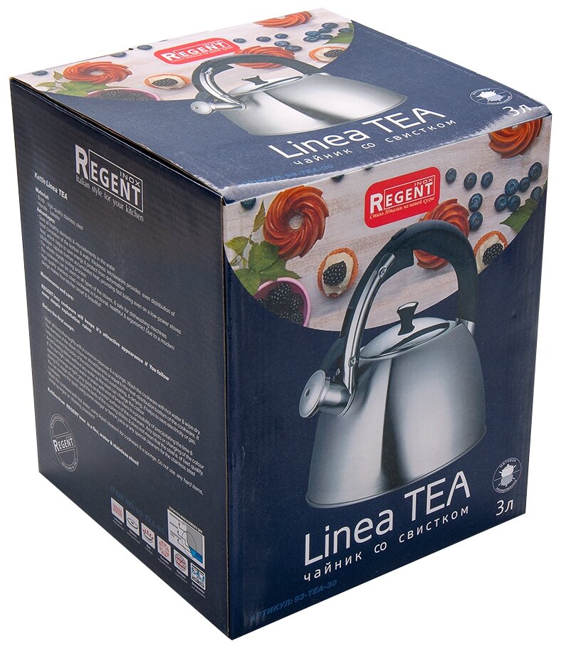 Чайник со свистком Regent Inox Linea TEA, 3 л