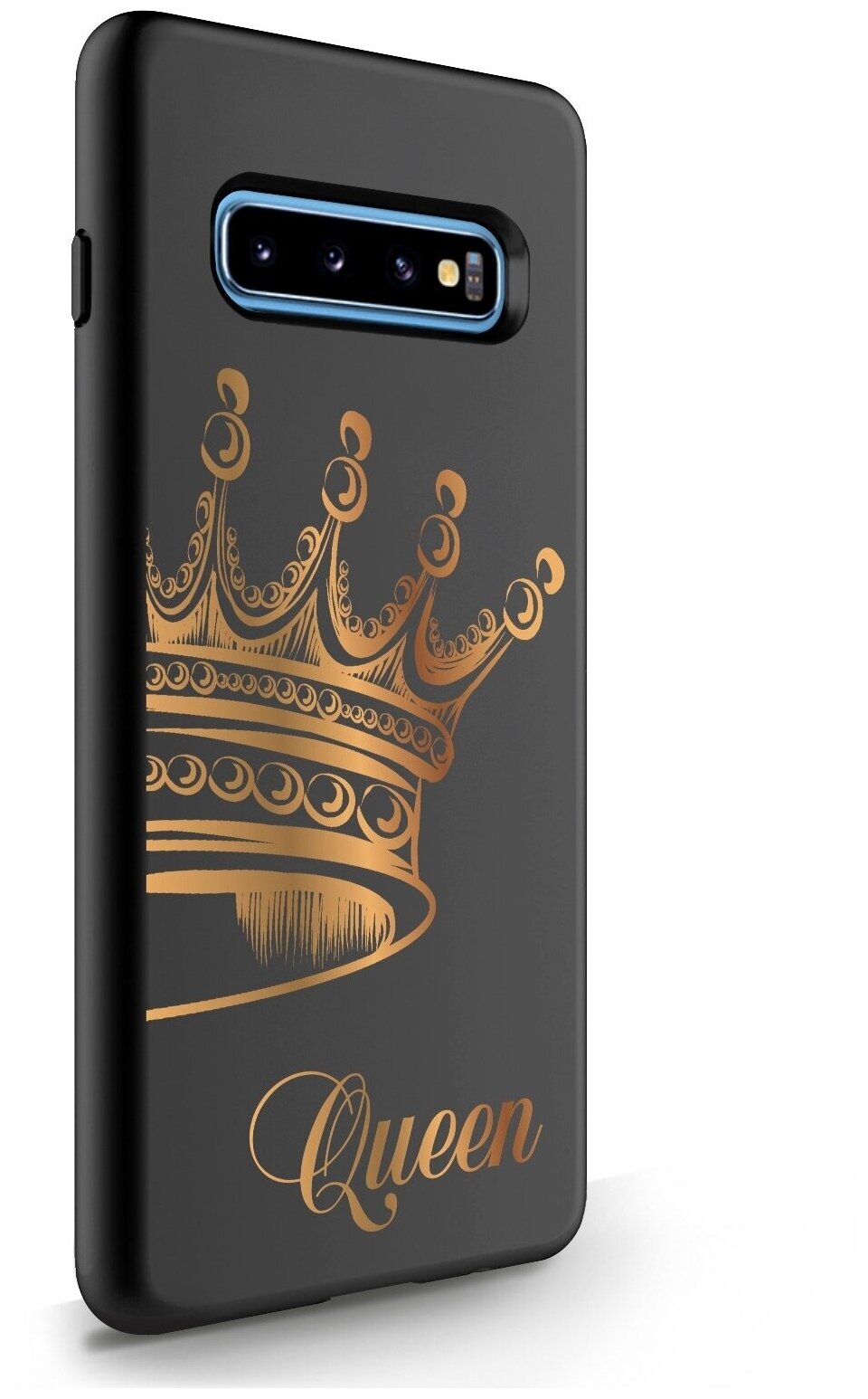 Черный силиконовый чехол MustHaveCase для Samsung Galaxy S10 Plus Парный чехол корона Queen для Самсунг Галакси С10 Плюс