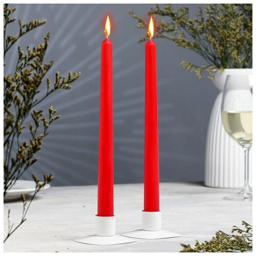 Набор свечей античных, 2,2х 25 см, 2 штуки, красный набор свечей античных 2 2х 25 см 2 штуки красный подвес